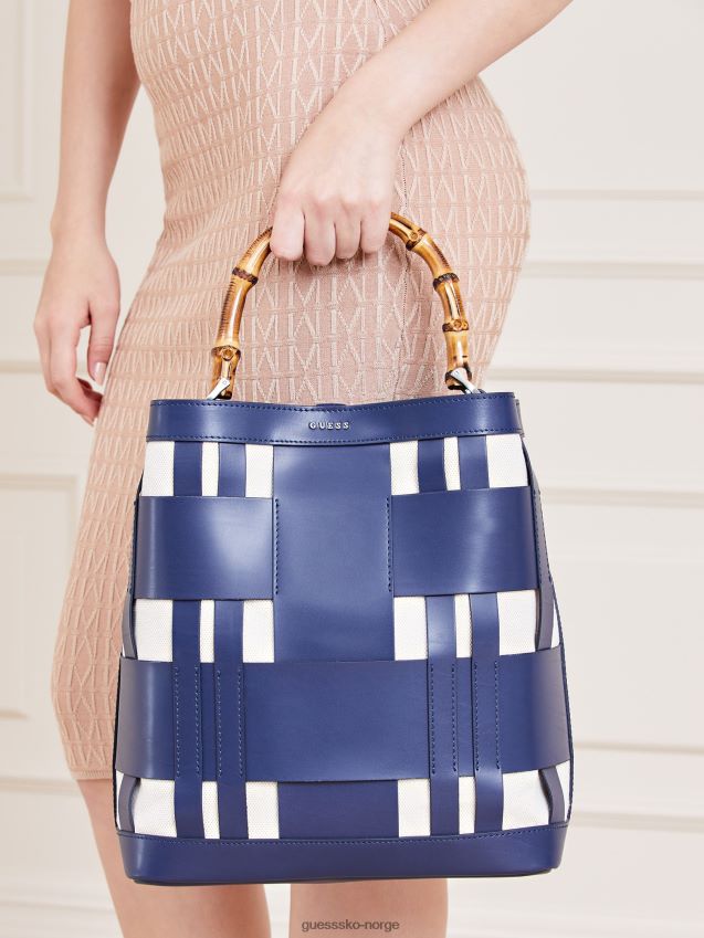 Guess aida vevd hobo bag i ekte skinn blå blå unisex F0LJ805444