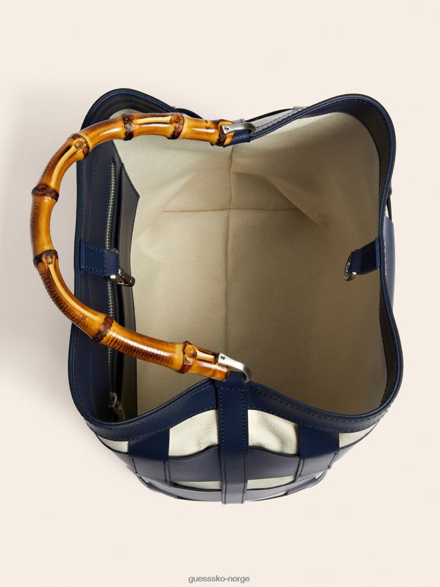 Guess aida vevd hobo bag i ekte skinn blå blå unisex F0LJ805444