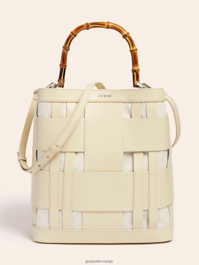 Guess aida vevd hobo bag i ekte skinn hvit hvit unisex F0LJ805027