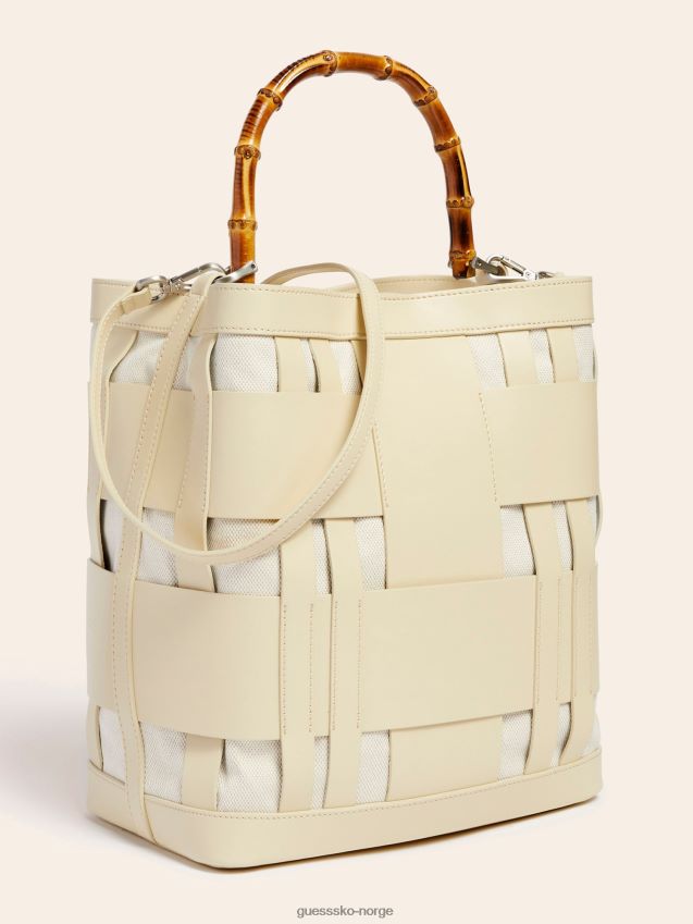 Guess aida vevd hobo bag i ekte skinn hvit hvit unisex F0LJ805027