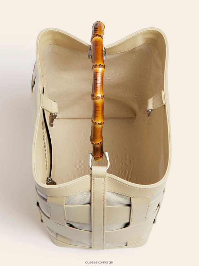 Guess aida vevd hobo bag i ekte skinn hvit hvit unisex F0LJ805027