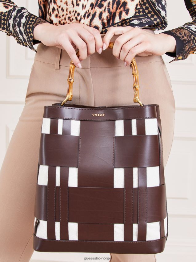 Guess brun aida vevd hobo bag i ekte skinn brun unisex F0LJ805437