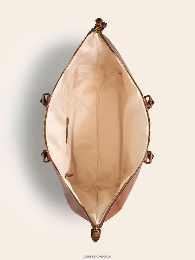 Guess brun lario stor weekendveske i ekte skinn brun unisex F0LJ80997