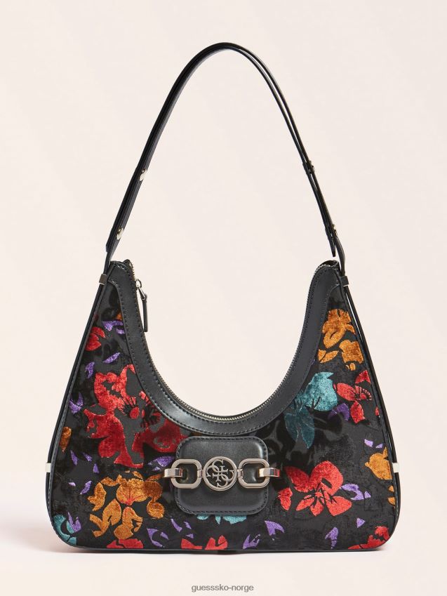 Guess hensely fløyel hobo bag floral fantasy blomsterfantasi unisex F0LJ806114