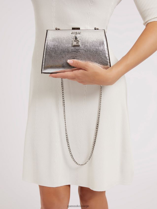 Guess foliert natt fall mini clutch sølv sølv unisex F0LJ803586