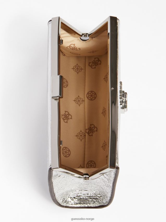 Guess foliert natt fall mini clutch sølv sølv unisex F0LJ803586