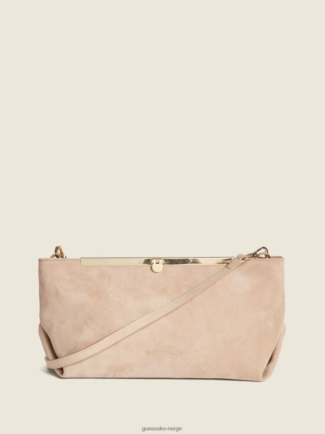 Guess taupe clutch i mykt semsket skinn taupe unisex F0LJ8010228