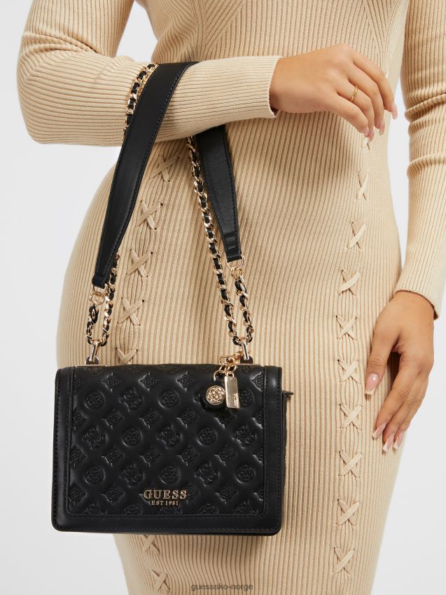 Guess abey mini crossbody med preget logo svart unisex F0LJ805017