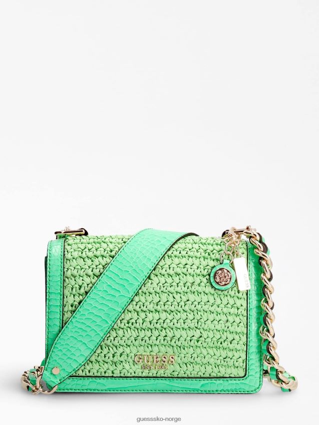 Guess abey raffia mini crossbody bag grønn grønn unisex F0LJ803880
