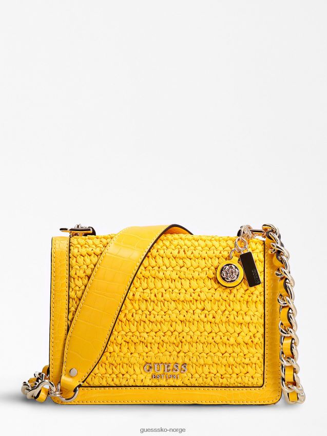 Guess abey raffia mini crossbody bag gul gul unisex F0LJ803637