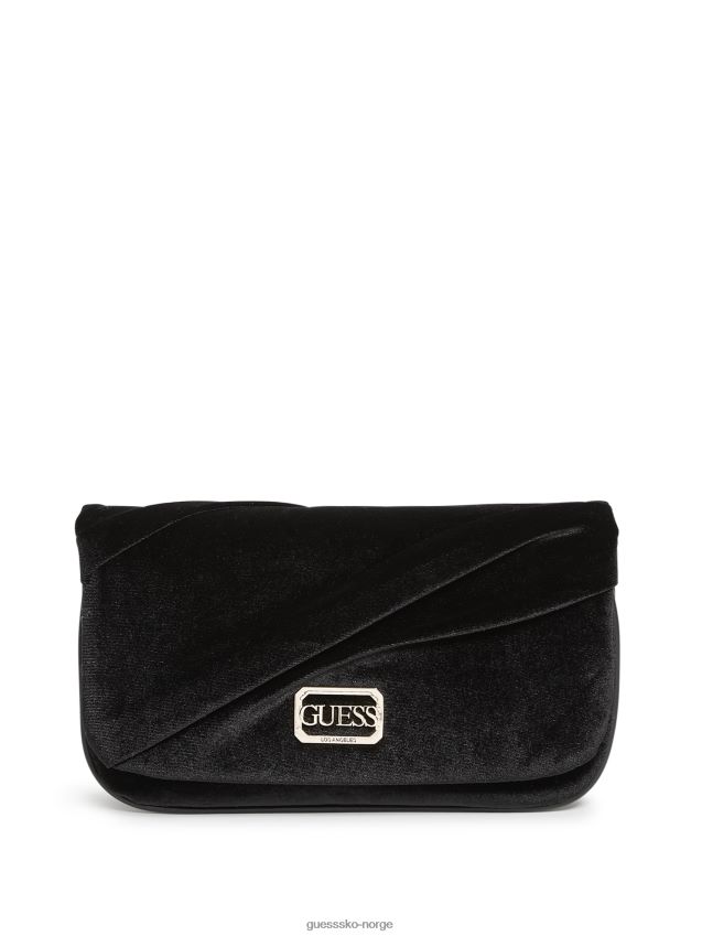 Guess allegra plissert clutch svart svart unisex F0LJ807627