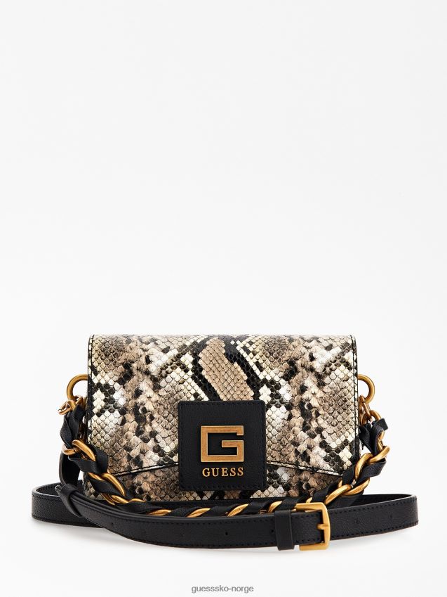 Guess alva python-print mini crossbody multi beige multi beige unisex F0LJ805195