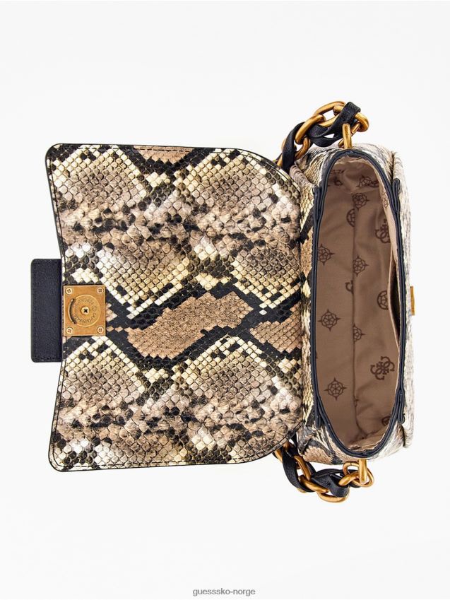 Guess alva python-print mini crossbody multi beige multi beige unisex F0LJ805195