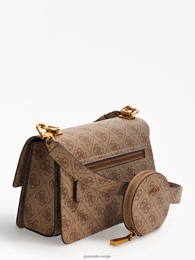 Guess beige alexie 4g-logo mini crossbody-veske beige unisex F0LJ805126