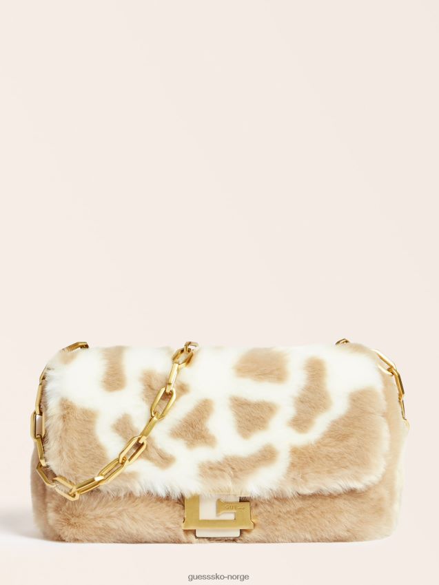 Guess beige helma imitert pels crossbody beige unisex F0LJ805184