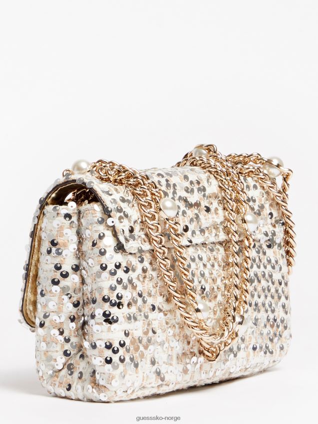Guess beige virtuell paljett mini crossbody-veske beige unisex F0LJ805084