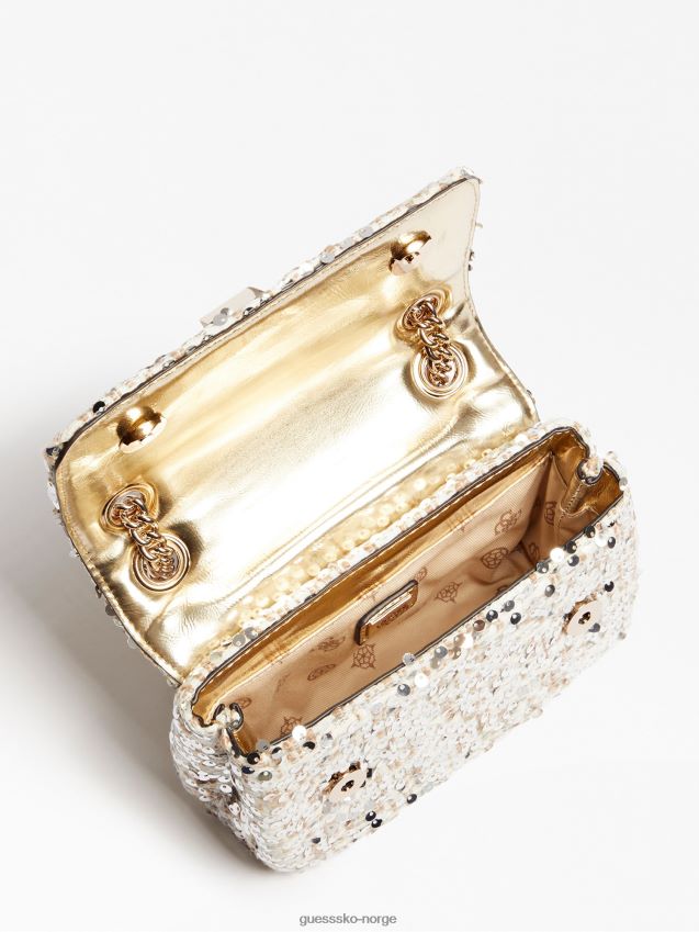 Guess beige virtuell paljett mini crossbody-veske beige unisex F0LJ805084