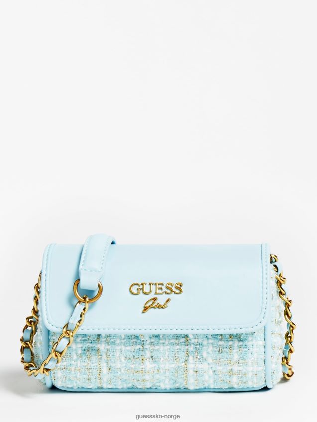 Guess blå danila tweed crossbody-veske blå unisex F0LJ802249