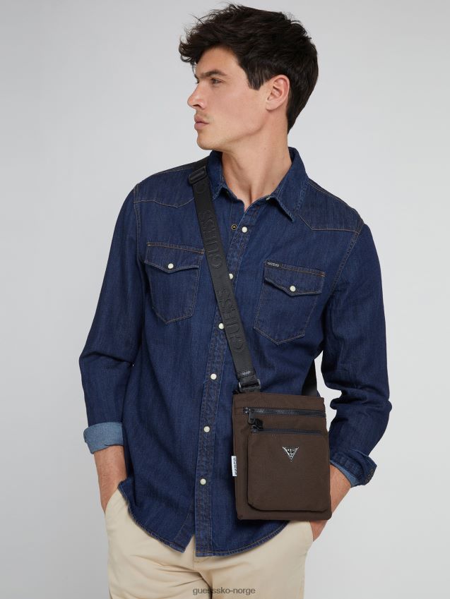 Guess brun vice-logo trekant mini crossbody brun unisex F0LJ801224