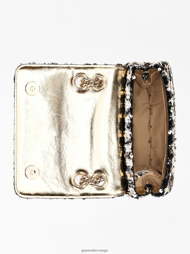 Guess ever tweed paljett mini crossbody svart svart unisex F0LJ805255