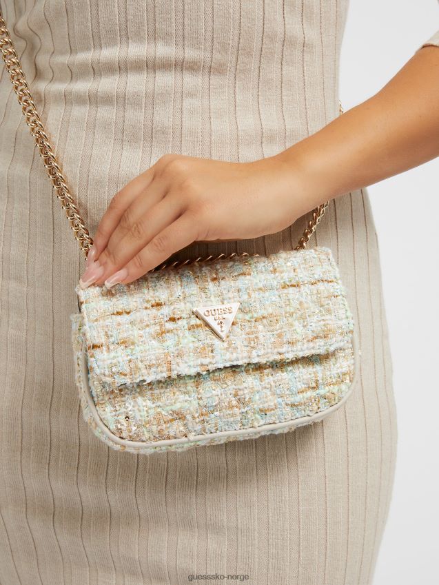 Guess gnist tweed mini crossbody blå blå unisex F0LJ805258