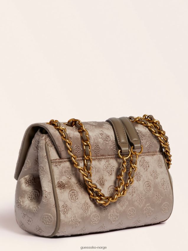 Guess grå kimi fløyel crossbody veske grå unisex F0LJ805154