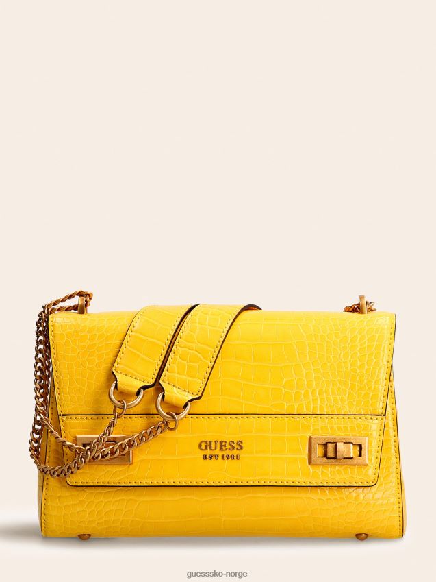 Guess gul katey krokodilletrykk crossbody gul unisex F0LJ805385