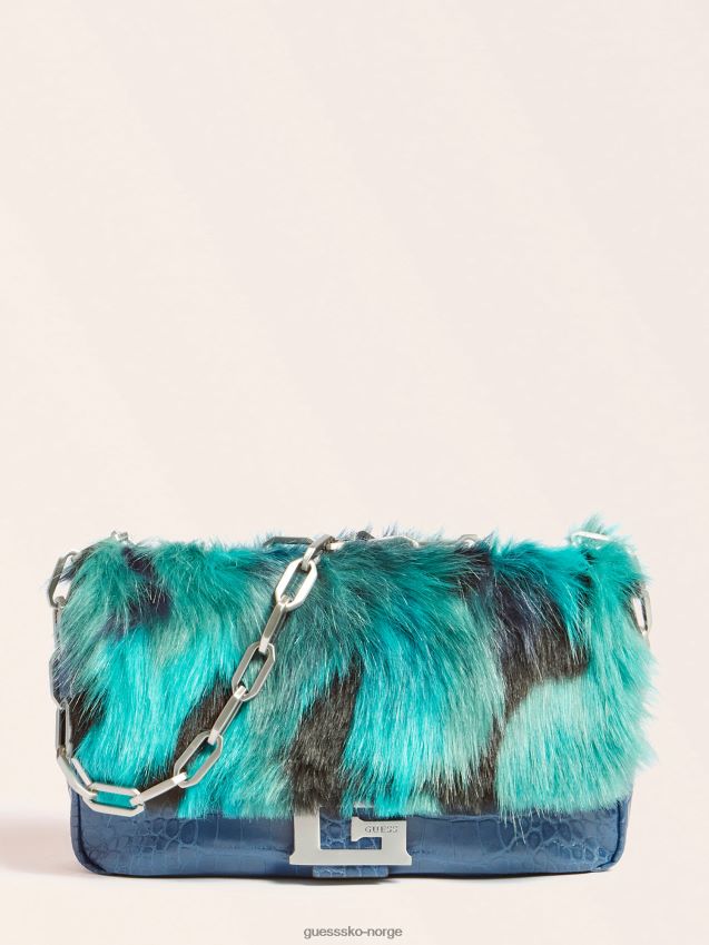 Guess helma imitert pels crossbody blå blå unisex F0LJ805135