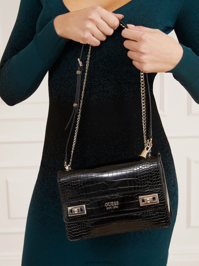 Guess katey mini crossbody-veske med krokodiltrykk svart svart unisex F0LJ805021