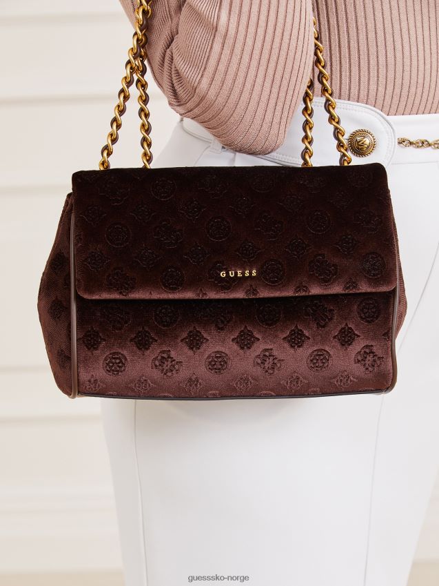 Guess kimi velvet crossbody bag brun brun unisex F0LJ803401