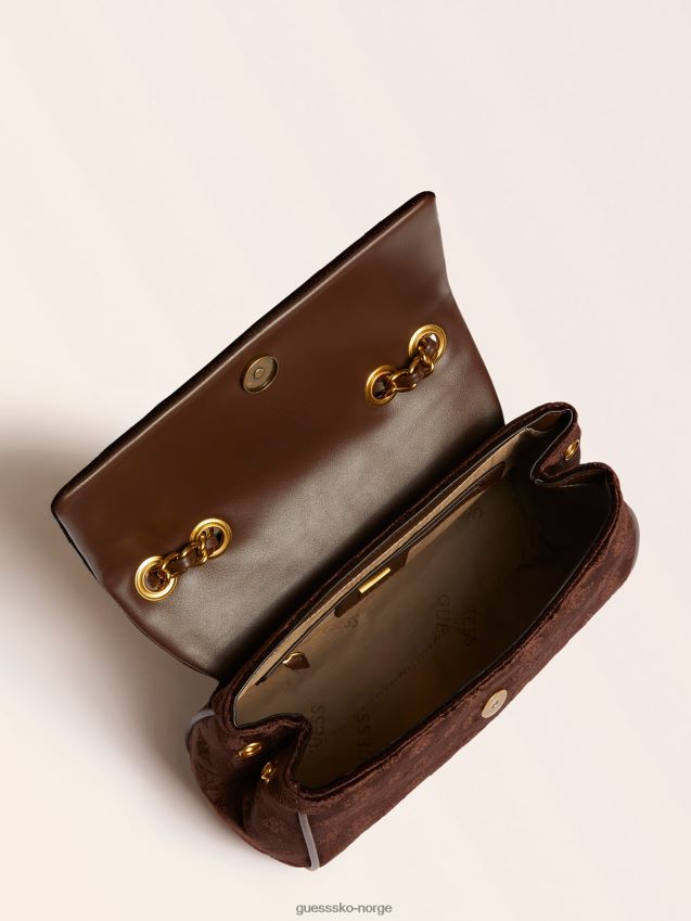 Guess kimi velvet crossbody bag brun brun unisex F0LJ803401