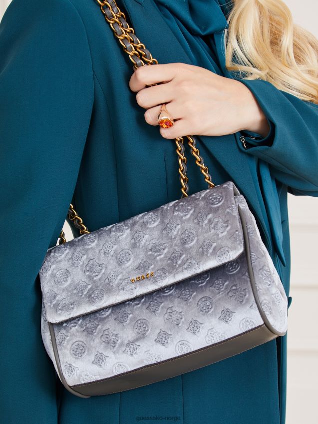 Guess kimi velvet crossbody bag grå grå unisex F0LJ805355