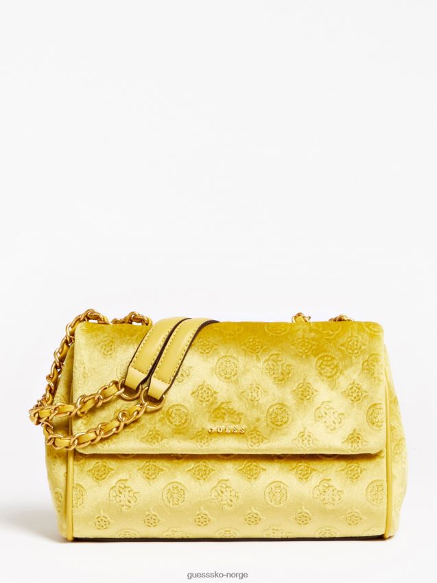 Guess kimi velvet crossbody bag gul gul unisex F0LJ805405