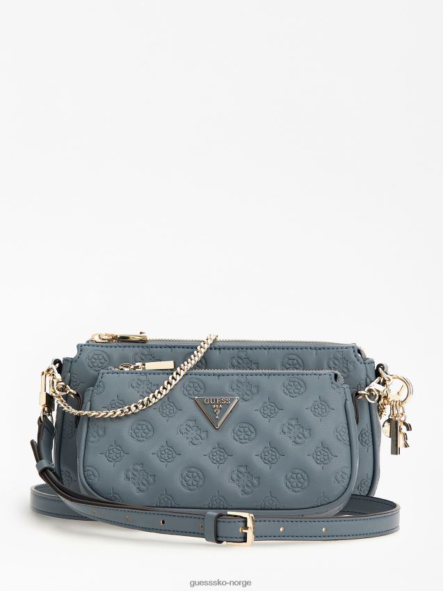 Guess la femme lyseblå mini crossbody med preget logo lyse blå unisex F0LJ805056