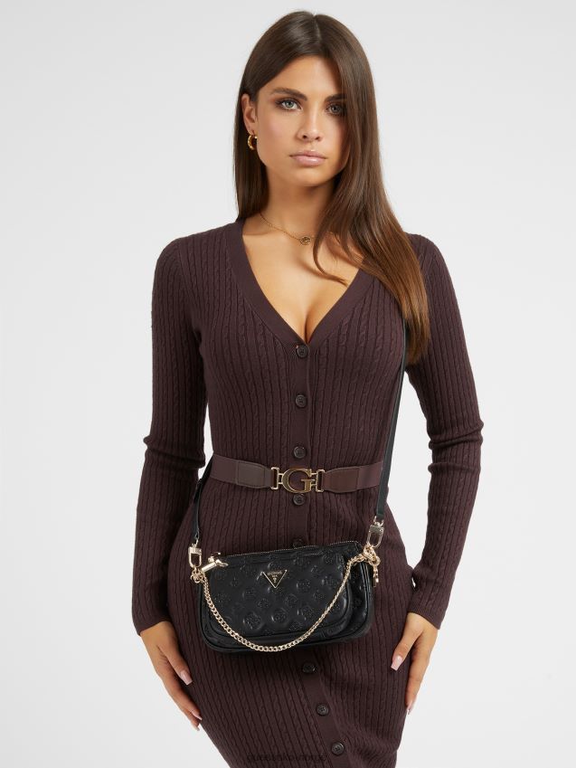 Guess la femme mini crossbody med preget logo svart unisex F0LJ805026