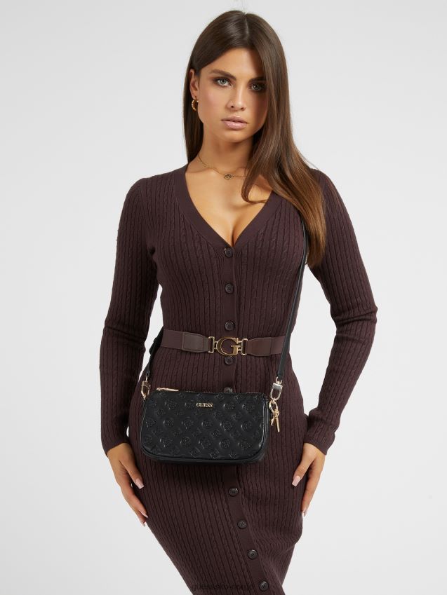 Guess la femme mini crossbody med preget logo svart unisex F0LJ805026