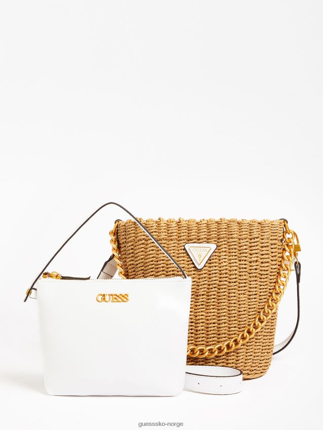 Guess lilica raffia mini bøttepose hvit hvit unisex F0LJ803234