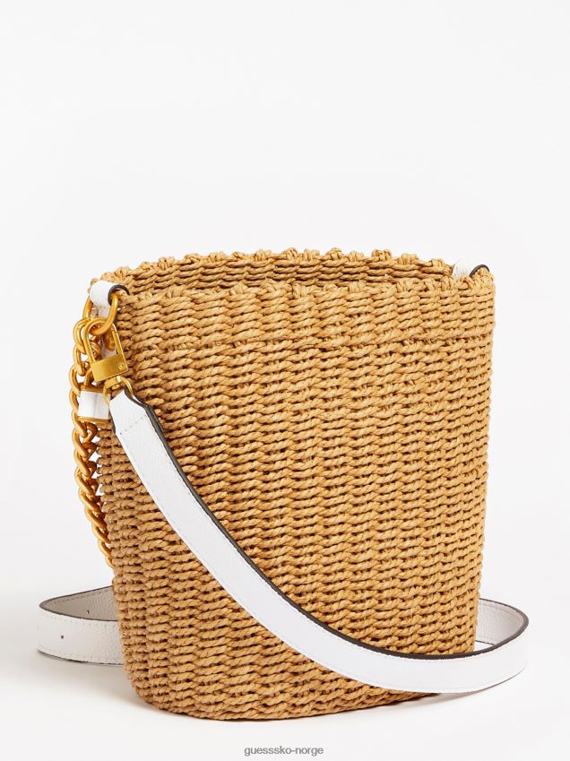 Guess lilica raffia mini bøttepose hvit hvit unisex F0LJ803234