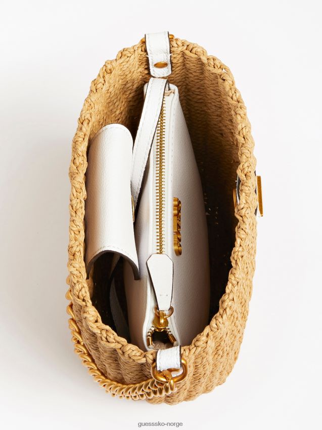 Guess lilica raffia mini bøttepose hvit hvit unisex F0LJ803234