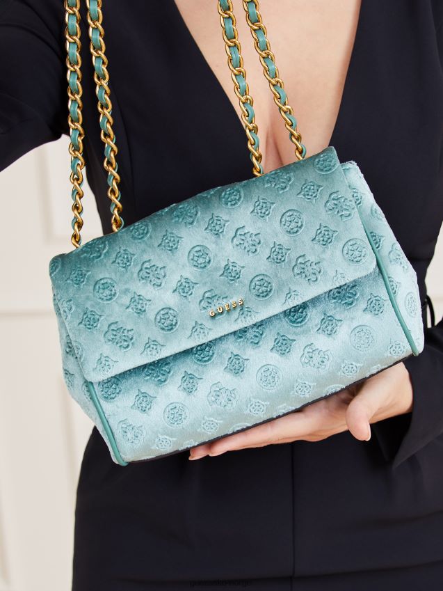 Guess lyseblå kimi fløyels crossbody-veske lyse blå unisex F0LJ805169