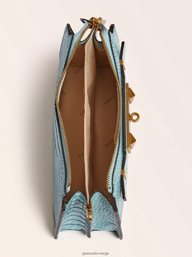 Guess lyseblå raffie-kroc-print mini crossbody lyse blå unisex F0LJ806517