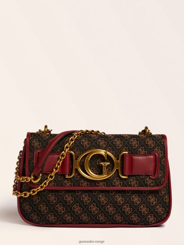 Guess mørk rød aileen 4g crossbody-veske med logo mørkerød unisex F0LJ803714