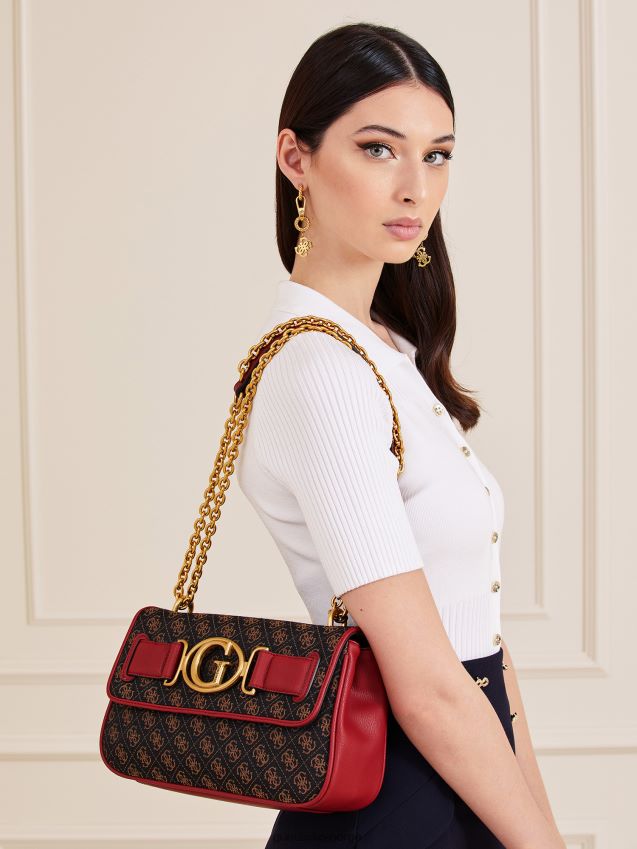 Guess mørk rød aileen 4g crossbody-veske med logo mørkerød unisex F0LJ803841