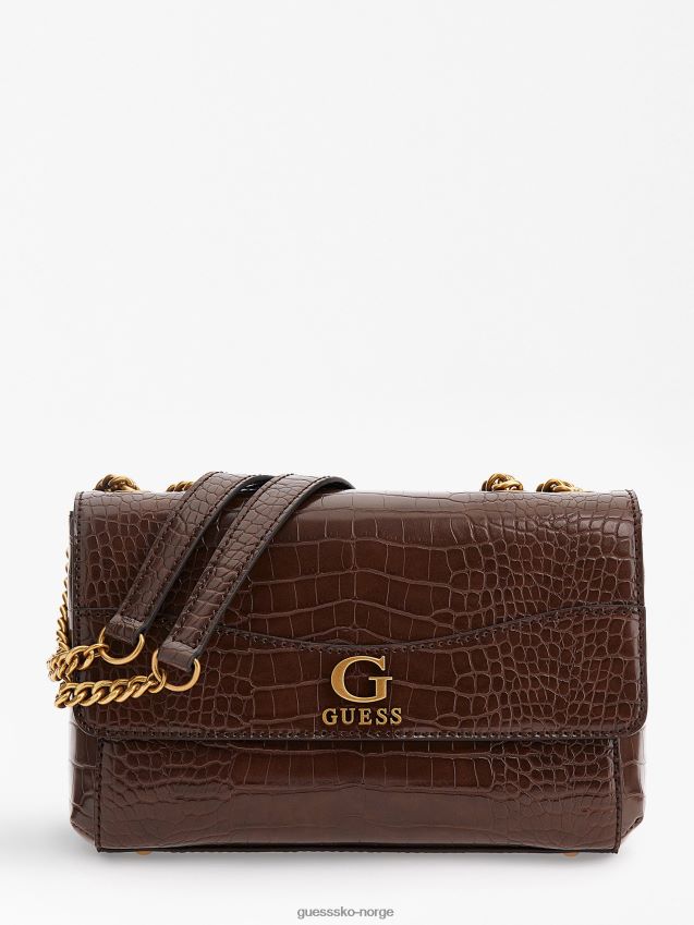 Guess nell croco-print crossbody brun brun unisex F0LJ805177