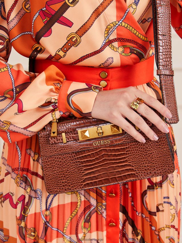 Guess raffie croc-print mini crossbody brun brun unisex F0LJ805774