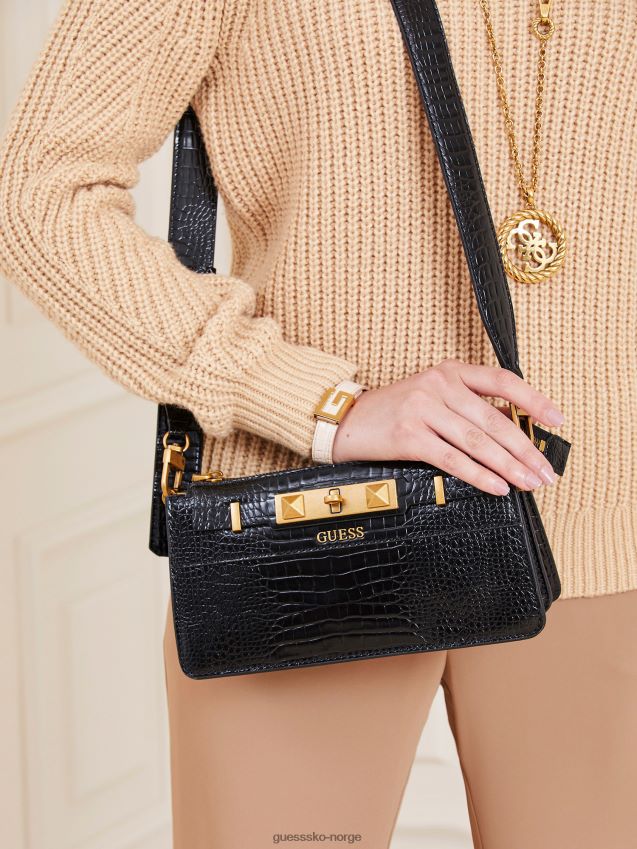 Guess raffie croc-print mini crossbody svart svart unisex F0LJ805780