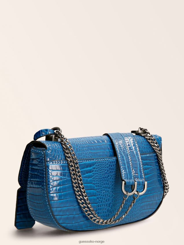 Guess raffie crossbody-veske med krokodiltrykk blå blå unisex F0LJ805975