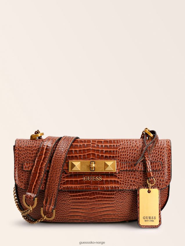 Guess raffie crossbody-veske med krokodiltrykk brun brun unisex F0LJ805768