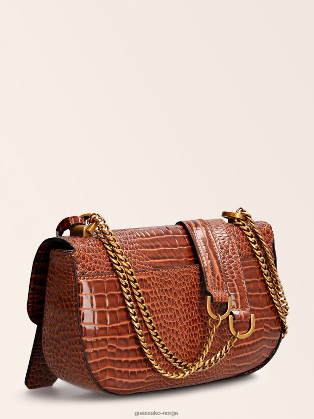 Guess raffie crossbody-veske med krokodiltrykk brun brun unisex F0LJ805768