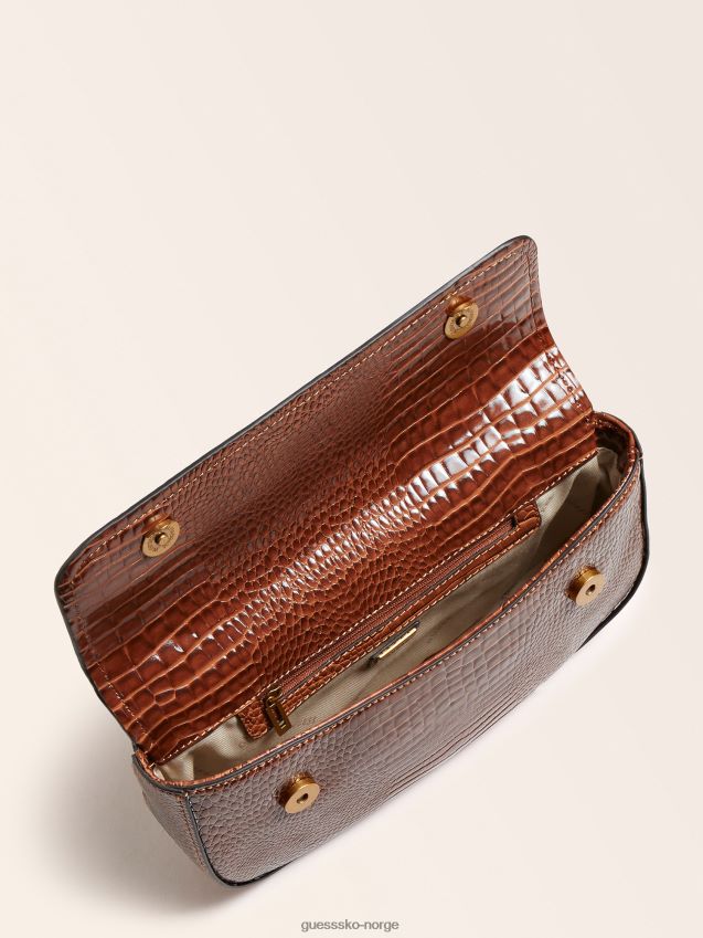 Guess raffie crossbody-veske med krokodiltrykk brun brun unisex F0LJ805768